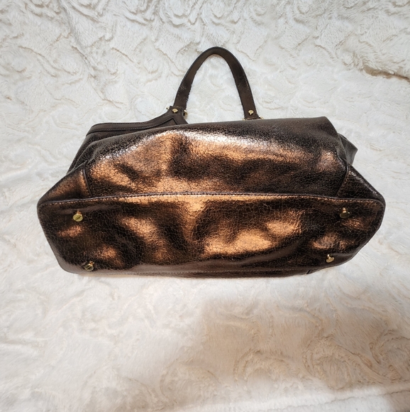 EUC TORY BURCH METALLIC BROWN/BRONZ BAG GOLD HARDWARE FULL ZIP - Picture 12 of 16